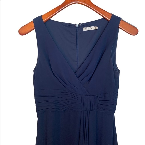 Eliza J Front Drape Chiffon Dress Sz 2 Navy - Picture 3 of 9